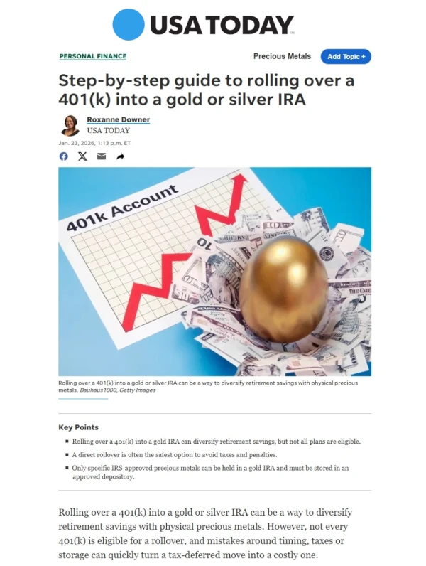 Cedar Point quoted in USA Today article on gold IRAs