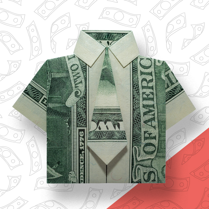A folded shirt made of origami money symbolizing a tailored investment approach