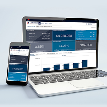 The Cedar Point Capital Partners mobile app and client portal on display