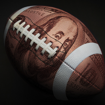 A football with Ben Franklin superimposed to show the importance of discipline in investing