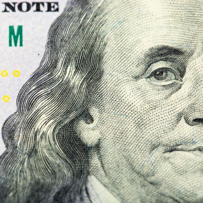 Ben Franklin shown on a $100 bill