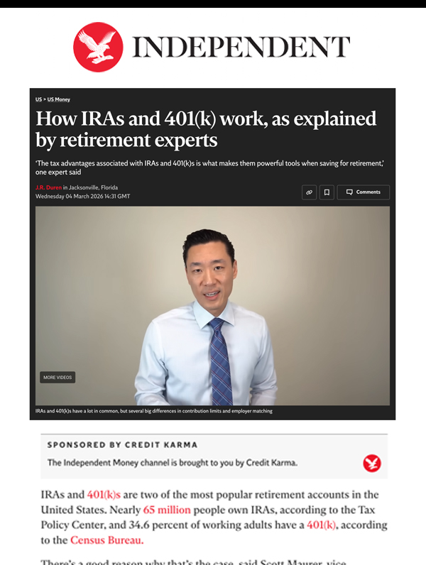 Cedar Point quoted in The Independent on IRAs and 401(k)s